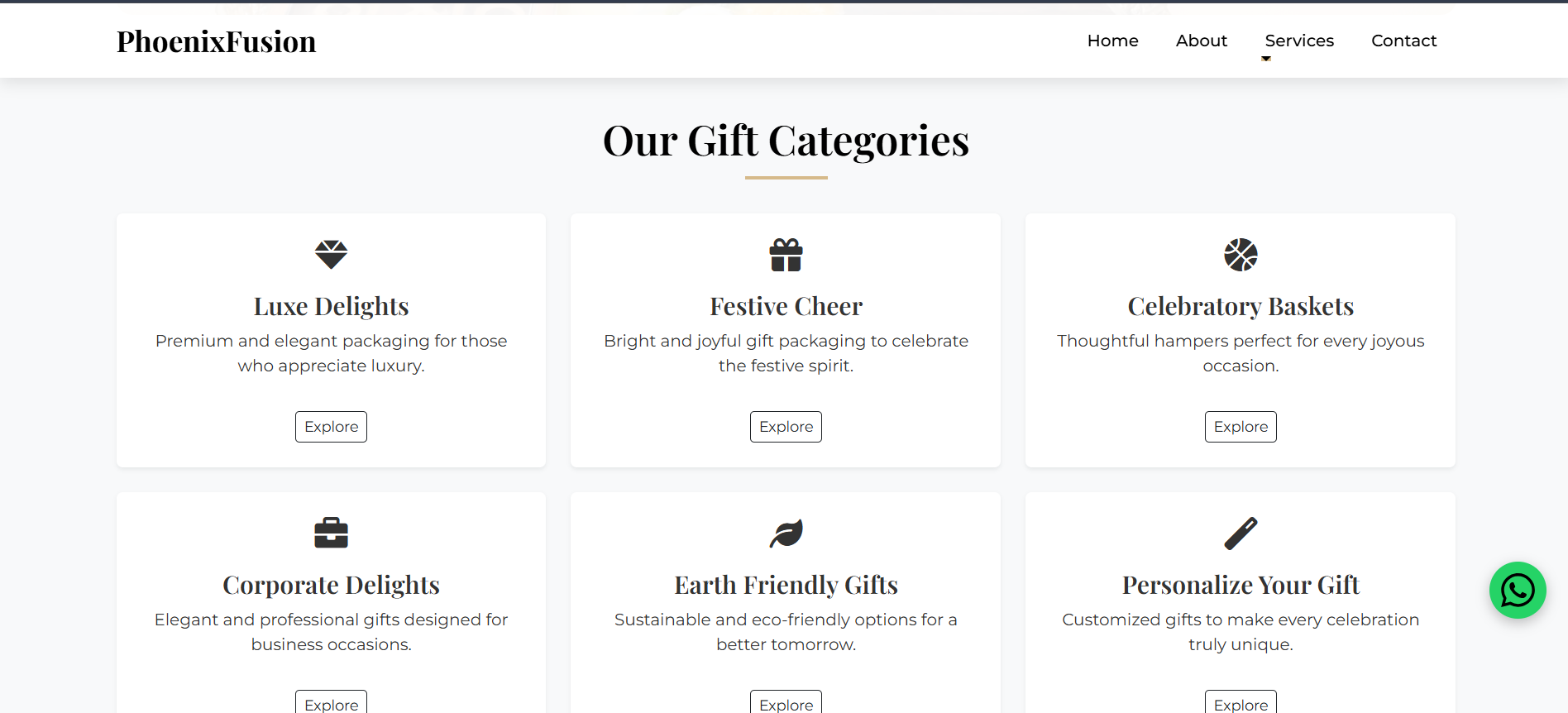 PhoenixFusion Gift Company Website